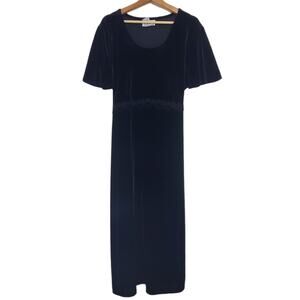 Alix Taylor | Vintage Velvet Short Sleeve Maxi Length Dress Tie Waist